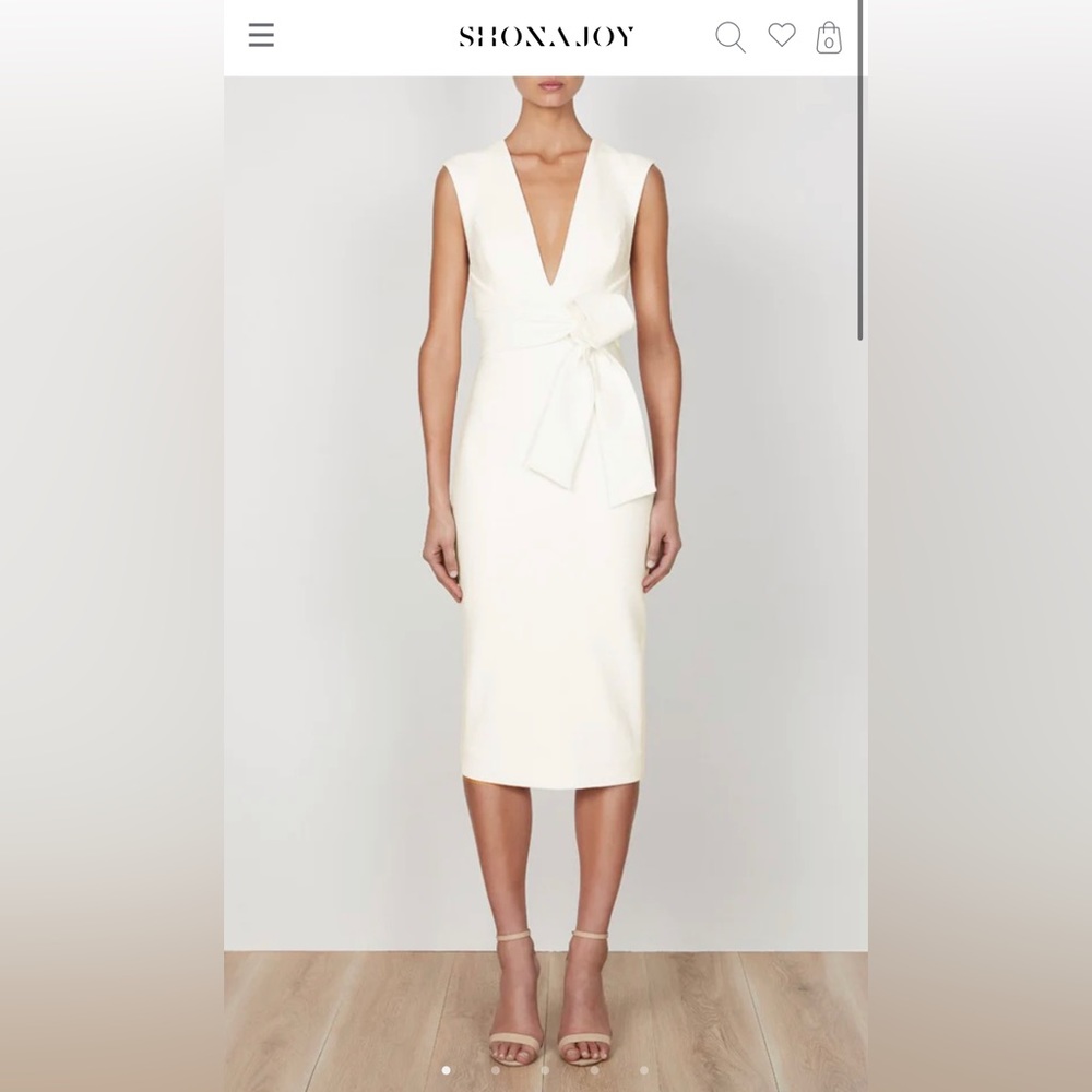 Shona Joy Lucy Plunged Midi dress- Ivory US size 6